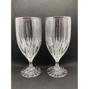 Mikasa Crystal PARK LANE Pattern Iced Tea Goblets Set of Two Glasses 7.25" Tall